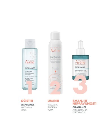 Avene Cleanance A.H.A Serum za eksfolijaciju + Micelarna voda za čišćenje Promo pakiranje