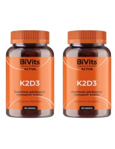 Abela BiVits Activa K2D3 tablete 1+1 Promo pakiranje, dodatak prehrani