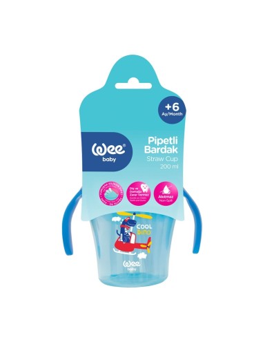 Wee Baby Bočica sa slamkom i ručkama, plastična, 200 ml