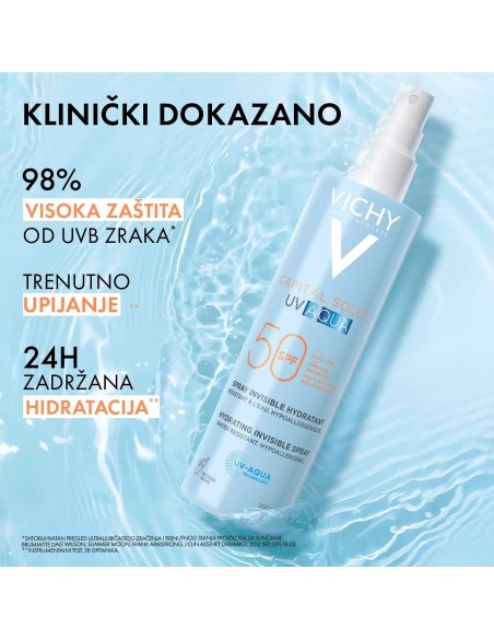 Vichy Capital Soleil UV Aqua hidracijski sprej za lice i tijelo SPF50+ vrlo visoka zaštita