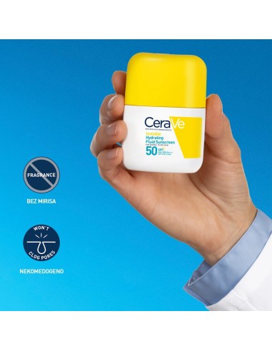 Cerave Hydra Face Sun Nevidljivi hidratantni fluid za zaštitu od sunca, SPF 50, visoka zaštita