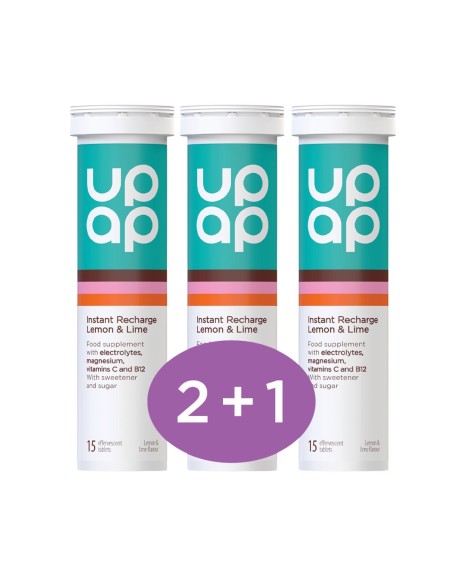 UpAp Instant Recharge Lemon & Lime šumeće tablete 2+1 Promo pakiranje, dodatak prehrani