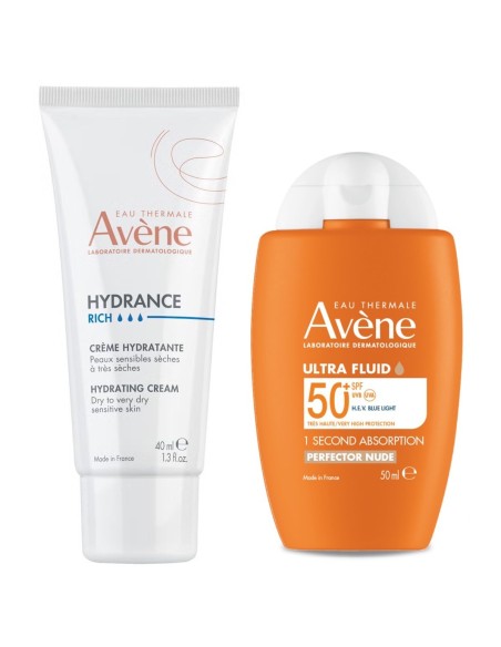 Avene Hydrance Riche hidrirajuća krema + Sun Ultra Fluid tonirani SPF 50+ Promo pakiranje