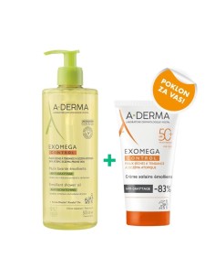A-derma Exomega Control Emolijentno ulje za tuširanje 500 ml + SPF50 150 ml PROMO