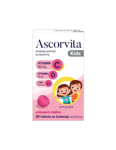 Ascorvita Kids tablete za žvakanje, dodatak prehrani