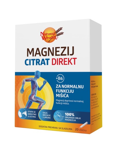 Natural Wealth Magnezij citrat DIREKT + B6 vrećice, dodatak prehrani
