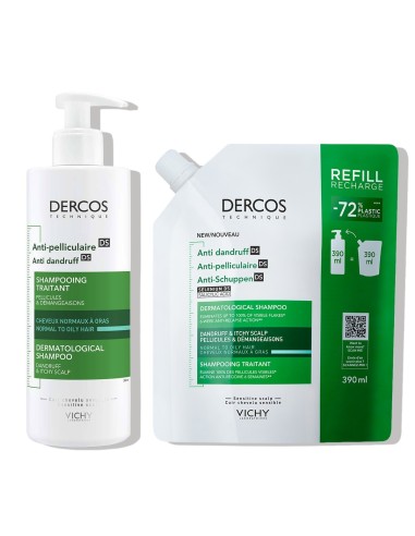 Vichy Dercos šampon protiv peruti za masno vlasište + eko dopuna